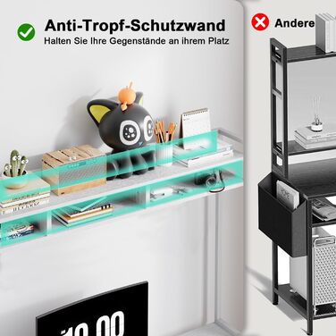 Письмовий стіл Devoko 120 x 60 x 162 см, стіл з місцем для зберігання, комп&39ютерний стіл з полицею та підставкою для монітора, ПК-стіл для домашнього офісу, білий 120 x 60 см