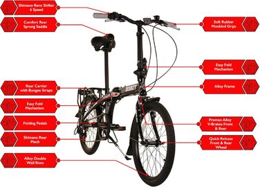 Складаний велосипед Bounty Citylite Легка алюмінієва рама 6-швидкісні передачі Shimano з перемикачами Revo Ідеально підходить для щоденних поїздок