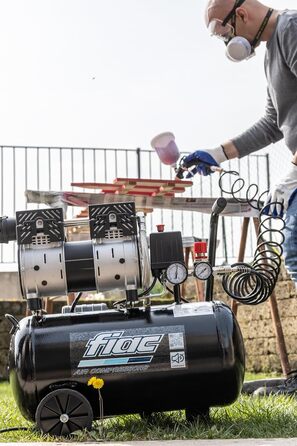 Малошумний мобільний повітряний компресор FIAC SUPERSILENT 24, безмасляний, максимальний тиск 8 бар, 1 к.с., 24-літровий бак, ріве