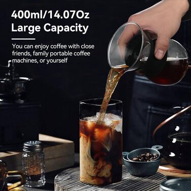 Крапельниця для кавоварки 400 мл, перелийте кавоварку, залийте кавоварку, ручний фільтр для кави з нержавіючої сталі зі скла з постійним фільтром