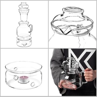 Заварник скляний 1.5л з підставкою та ситечком, чайник з термоізолятором, скляний чайник з фільтром для розсипного чаю, чайний сервіс (з ситечком) 1.5л