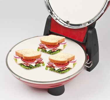 Піцерія Snack Neapolitan, Піч Pizza Plus EVO, Подвійна кам'яна вогнетривка (діаметр 31 см), 1200 Вт, Таймер 5', Кулінарна книга в комплекті, Червоний, 3 Ferrari G10032