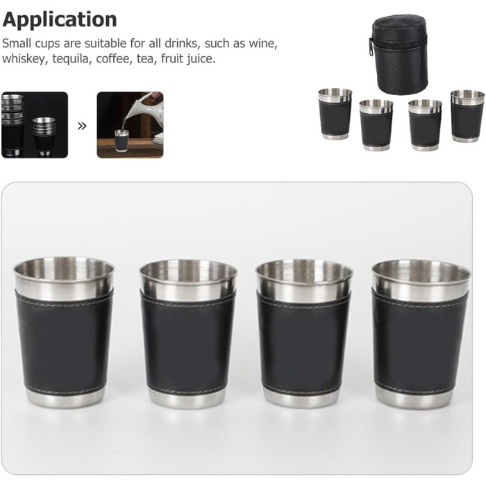 Маленькі чарки з нержавіючої сталі об&39ємом 70 мл з футляром для перенесення, портативні келихи для вина в поході, ударостійкі металеві чашки для подорожей на природі та пікніків