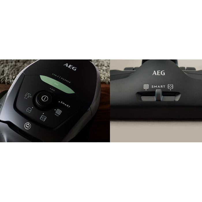 Пилосос з мішком AEG VX82-1-KO, 600 Вт, автоматичне регулювання потужності, надтихий режим, чорний