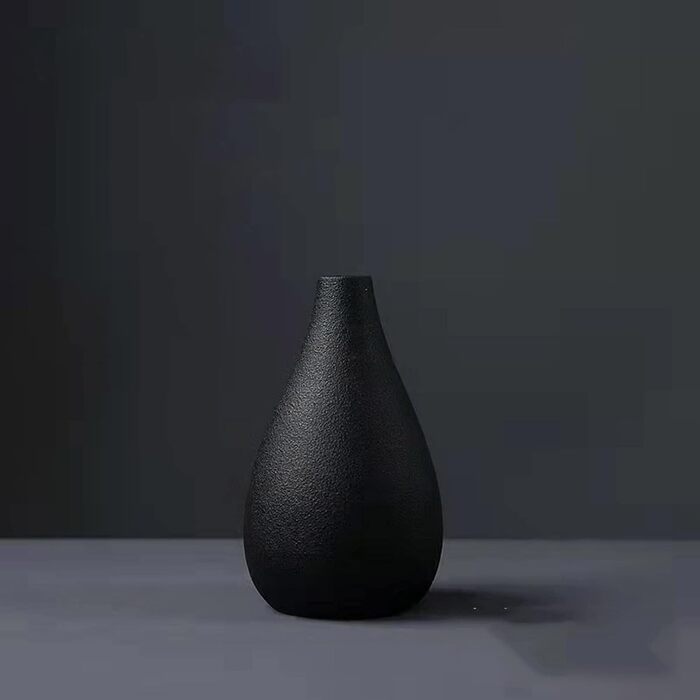 Ваза Cutfouwe Vase Black Matt, керамічна ваза для трави пампаси, ідеально підходить для зберігання сухоцвітів та живих квітів, декор вітальні для прикраси столу, прикраса домашнього офісу 10 см заввишки - 4,6 см діаметр D4.6XH10см