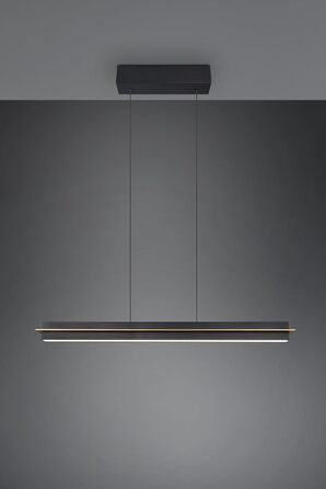 Стеля LED-підвіс Trio Leuchten Emerson 346710180, матовий чорний/золотий метал, 22 Вт LED, регульована висота, плавне налаштування кольору світла, 4-позиційний сенсор