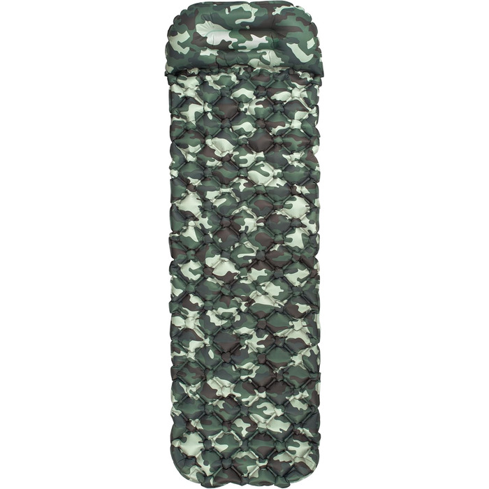 Надувний килимок для сну з подушкою, надлегкий кемпінговий надувний матрац, сумка для перенесення, невеликий розмір для кемпінгу на свіжому повітрі, подорожей у наметі, походів, килимок для сну, трекінговий матрац (камуфляжний, 190 x 56 x 5,5 см) 190 x 56