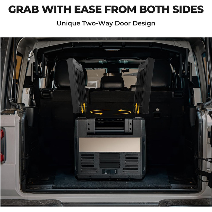 Компресорний автохолодильник BougeRV Rocky 65L з морозильною камерою металевий корпус APP управління, знімна перегородка, двозонне