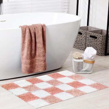 Нековзний килимок для ванної, надзвичайно м&39який килимок для ванної, пухнасті, абсорбуючі килимки для ванної з мікрофібри для ванних кімнат, килимки для ванної кімнати, що праються, милий килимок для ванної для душових піддонів, картатий, троянда 50 x 8