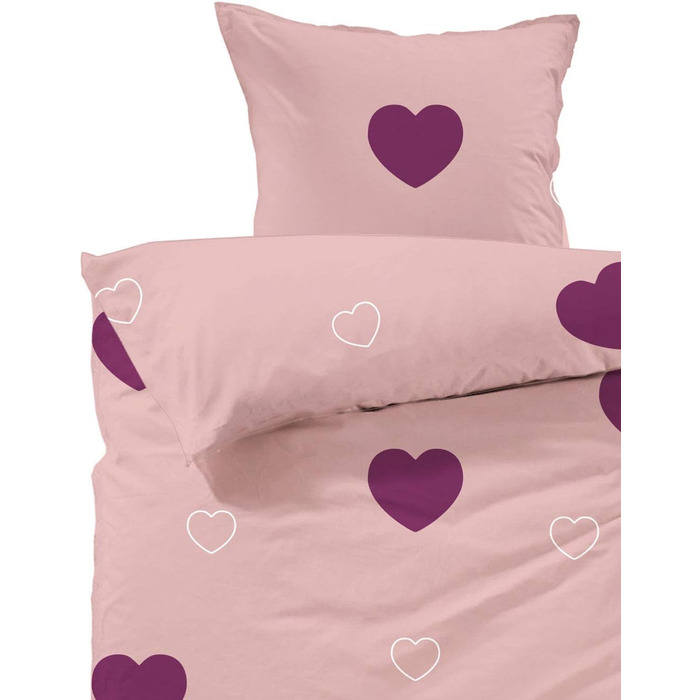 Комплект дитячої постільної білизни Lavea - Emilia 100 x 135см 40 x 60см. Дизайн Сердечка - Колір Рожево-бордо 100 бавовна. Висока