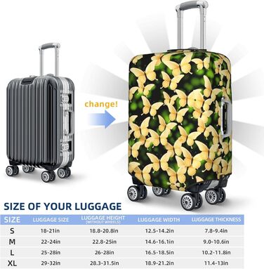 Чохол для валізи Метелик, міцний захист для багажу розміру XL (45.7-81.3 см), чорний