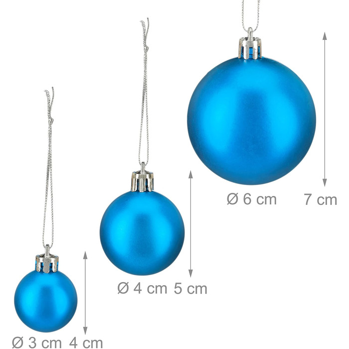 Різдвяні кульки набір із 100 шт петрольово-сині Relaxdays