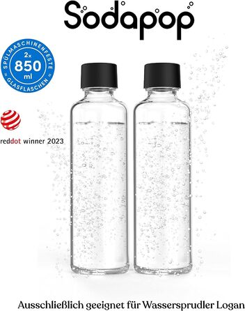 Набір скляних пляшок Sodapop Logan, змінні пляшки Ексклюзивно підходить виробник газованої води Logan, 2 шт. 850 мл