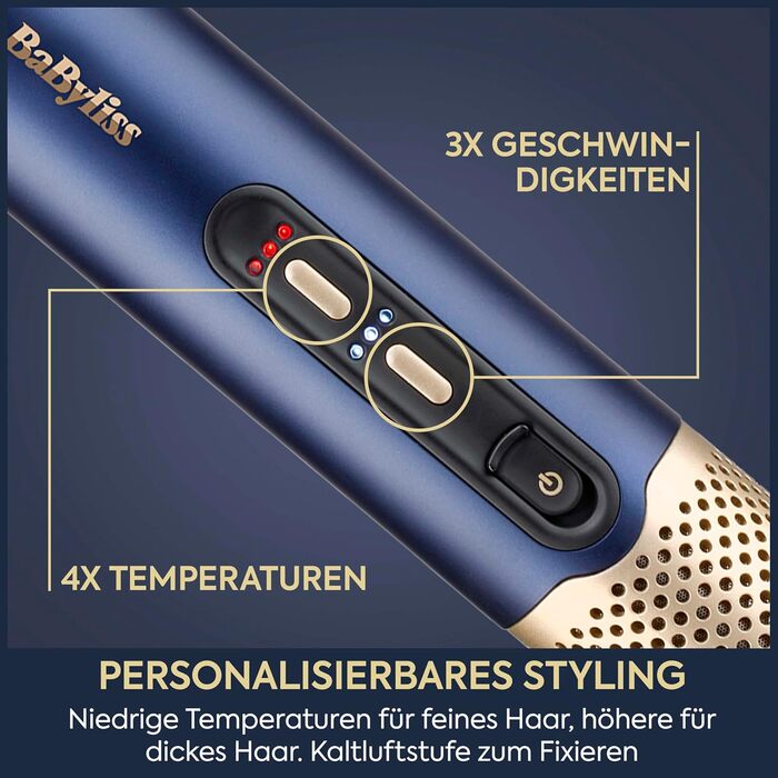Мультистайлер BaByliss Air Wand фен, випрямляч та стайлер 3-в-1, синій гладкість та об'єм (для всіх типів волосся)