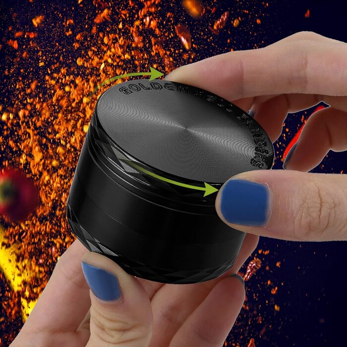 Подрібнювач пилку LIHAO для Spice Herbs Spices Herb Набір з 4 предметів зі скребком для пилку (чорний) (подрібнювач з коробкою)