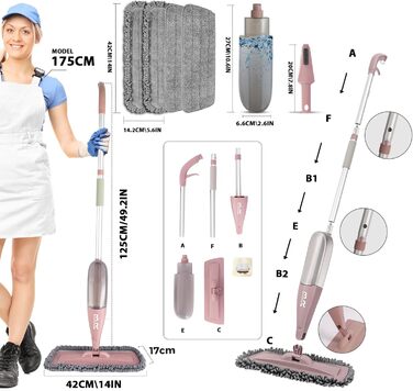 Швабра, розпилювач, спрей, швабра, швабра для підлоги, з розпилювачем, мікрофібра, швабра з резервуаром для дому, кухні, твердої д