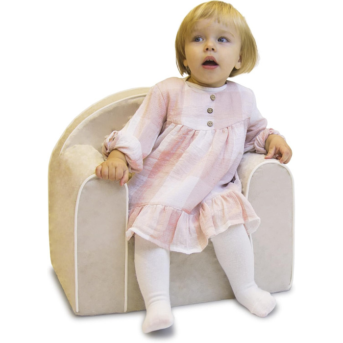 Дитяче крісло від 1 року - Дитяче крісло - Міцне, зручне, виготовлене з пінопласту - зі знімним чохлом, який можна прати - Ідея подарунка, подарунок на 1-й день народження для дівчаток та хлопчиків - Сірий