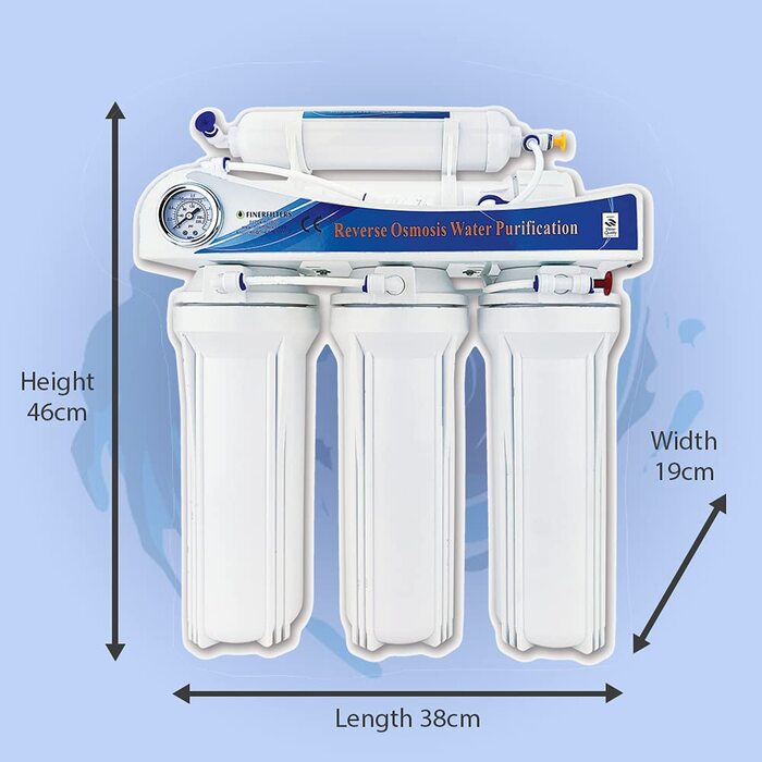 Система зворотного осмосу Finerfilters для питної води під раковиною (50GPD) для дому, видаляє до 99 забруднень для отримання найкращої питної води (5-ступенева)