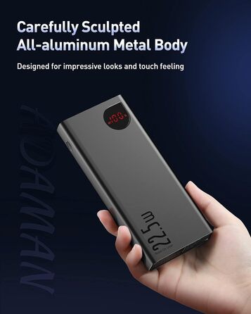 20000mAh, 22.5W PD 3.0 QC4.0 Fast Charging USB C External Battery, Tri-Output Power Bank with LED Display for iPhone 12 11 Xs Pro Max Mini Samsung S20 S10 etc., PPAD000101, 20000mAh, 22.5W PD 3.0 QC4.0 Fast Charging USB C External Battery, Tri-Output Powe