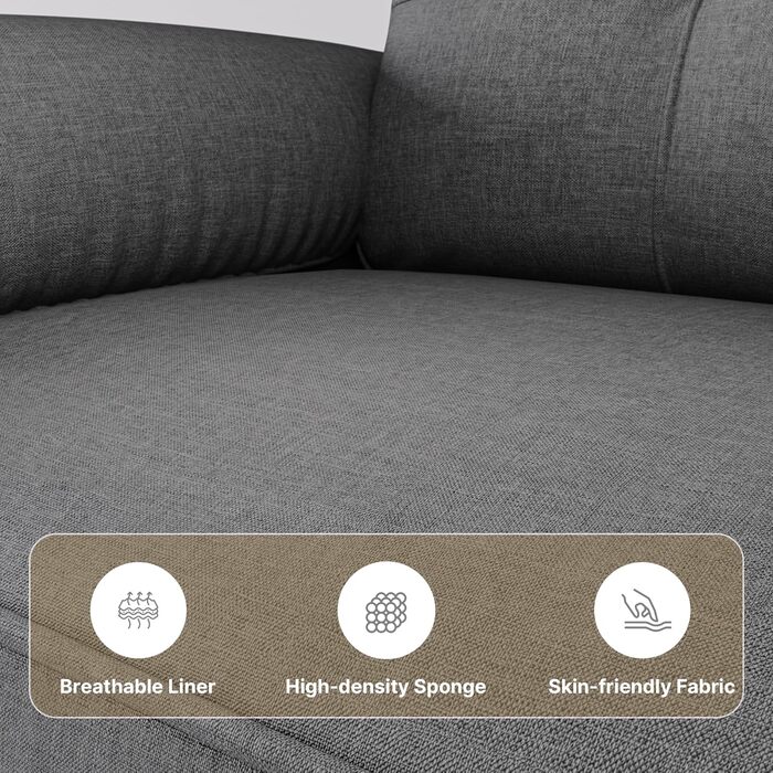 Місний диван Xbro, невеликий 2-місний диван з підлокітником та бічною кишенею, сучасний тканинний диван для вітальні, квартири, офісу, легке складання, 144 x 77 x 77 см, темно-сірий, 2-
