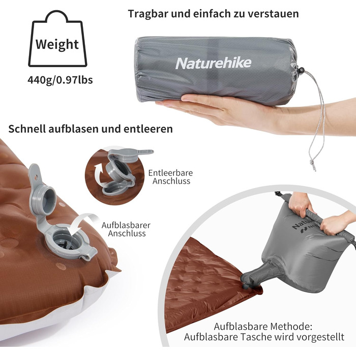 Термальний килимок для сну 5.8 R-value для кемпінгу 4 сезони Ультралегкий самонадувний килимок для сну Надувний матрац Міцний з надувним мішком Weib-5.8r-mummy