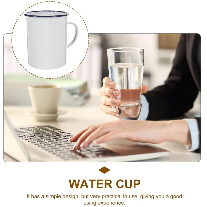 Емальований мірний стаканчик Garneck Vintage Water Cup Camping Cup із сільським дизайном для кави, чаю та гарячих напоїв, безпечний для миття в посудомийній машині та довговічний