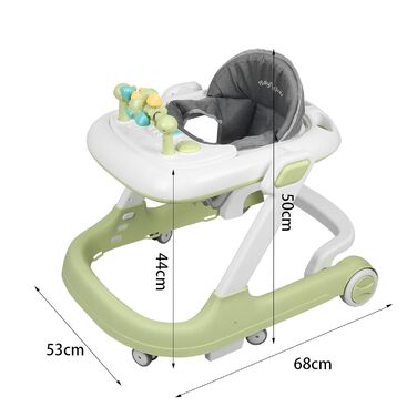 Дитячі ходунки Homewell 2-в-1, регульована висота в 3 положеннях, допоміжний пристрій для ходьби, навчальний центр з клавішами піаніно, розвиваючі ходунки, ходунки для дітей 624 місяців (світло-зелені)