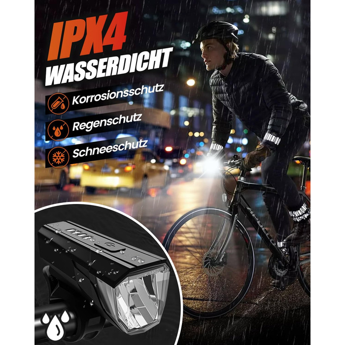 Набір світлодіодних велосипедних ліхтарів Tekwet, 100 люкс, водонепроникний, світлодіодний, чорний