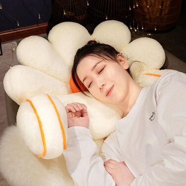 Подушка для читання з підлокітником мила спинка зі штучного хутра у формі квітки, подушка для читання для сидіння в ліжку, відпочинку, перегляду телевізора, ігор, чохол, який можна прати (50 x 40 см, білий) 50*40 см Білий