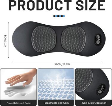 Поперекова опорна подушка 3-в-1, електрична поперекова опорна подушка з підігрівом та вібрацією, поперековий масажер для полегшення болю в попереку та хребті (A)