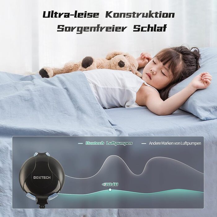 Кисневий насос Boxtech Mini Quiet Aquarium з повітряним каменем та силіконовим шлангом для акваріумів та нано-акваріумів (чорний)