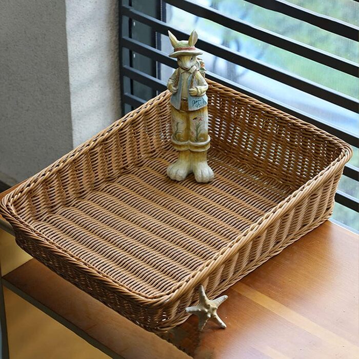 Плетений кошик для зберігання BESTonZON, квадратний, 40x30x12 см, кошик для фруктів, хлібниця, сервірувальний кошик, органайзер для робочого столу, багатофункціональна коробка для зберігання