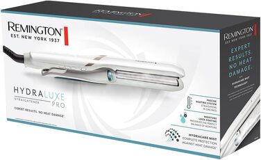 Випрямляч для волосся Remington Hydraluxe Pro S9001 (технологія зволоження Hydracare для захисту від перегріву, керамічне покриття, що утримує вологу), білий