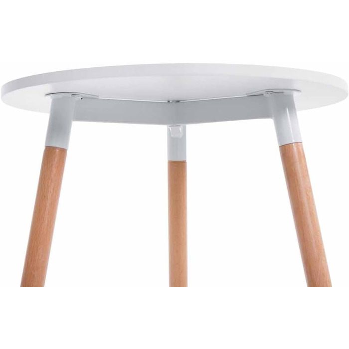 Кухонний стіл CLP Retro-Design Amalie з 3 дерев&39яними ніжками II круглий Ø 60 см I висота столу 75 см, колір білий, колір каркаса натуральне дерево (натуральний) білий