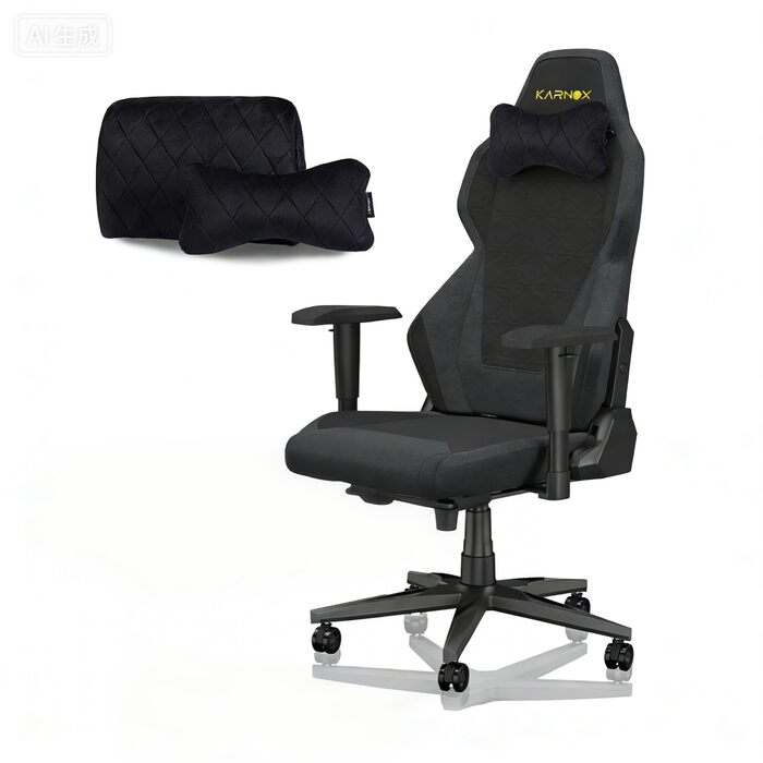 Геймерське крісло з регульованою висотою, офісне обертове крісло з підголівником, поперековою опорою та вбудованою підставкою для ніг 4D регульовані підлокітники, тканина, вантажопідйомність до 150 кг темно-сіре