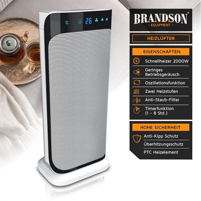 Тепловентиляторний обігрівач потужністю 2000 Вт з пультом дистанційного керування - Великий та потужний - Лауреат нагород - Енергозберігаючий та тихий - Підходить для ванної кімнати, вітальні, дитячої кімнати та немовлят - Функція коливання - Обігрівач - 