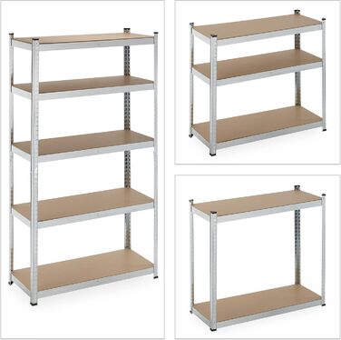 Надміцний стелаж Relaxdays, 5 ярусів, ВxШxГ 180 x 100 x 40 см, до 500 кг, сталь, полиця для зберігання в підвалі та гаражі, сріблястий