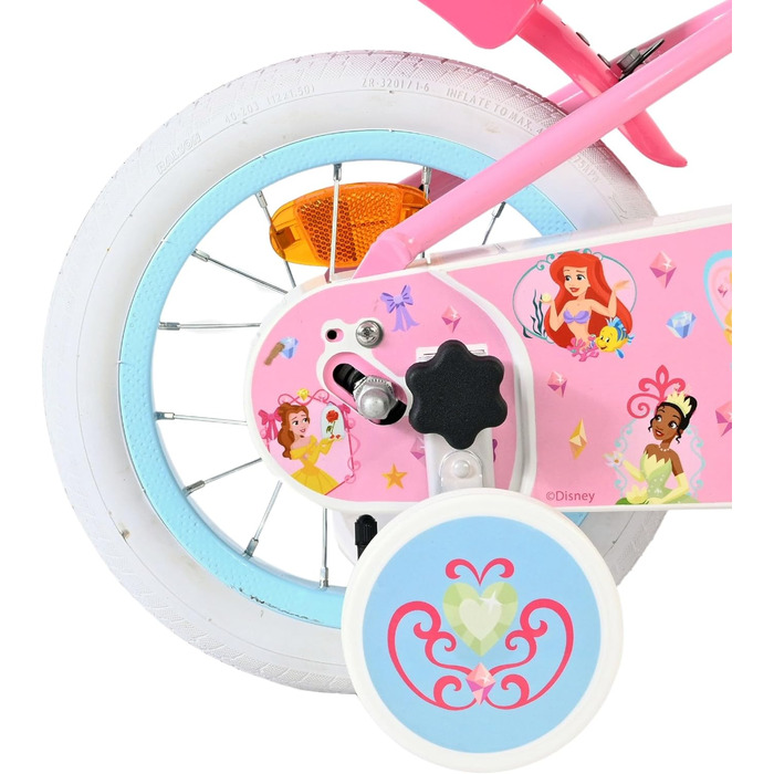 Дитячий велосипед Volare Disney Princess 12 дюймів рожевий з додатковими колесами та кошиком