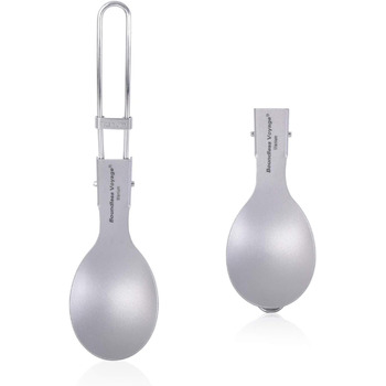 Безмежна подорож Титанова складна ложка Набір виделок Spork Посуд для кемпінгу на відкритому повітрі Титанові столові прибори Ланч