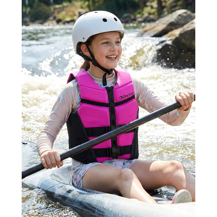 Рятувальний жилет Owntop для підлітків та дітей Легкий неопреновий рятувальний жилет Регульований рятувальний жилет з подвійними пряжками безпеки для плавання, каякінгу, веслування та риболовлі, рожевий M (30-40 кг)