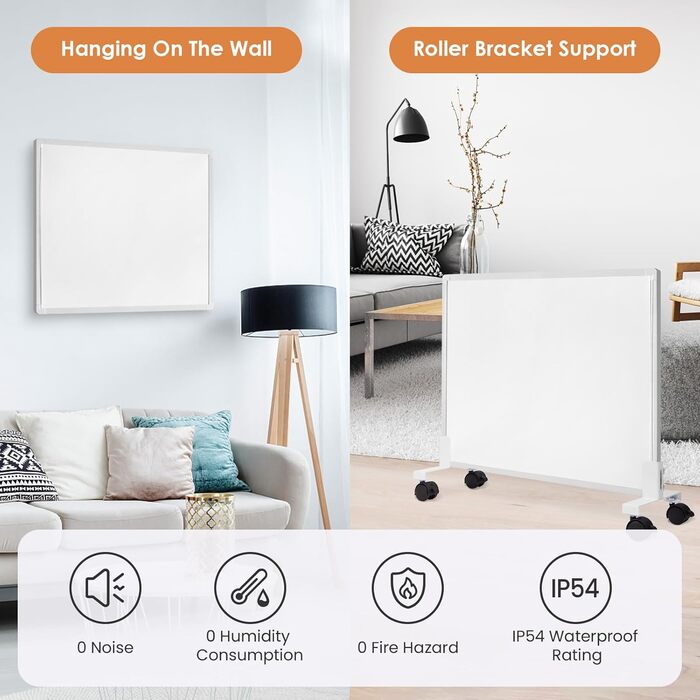 Інфрачервоний обігрівач 180 Вт, настінний інфрачервоний обігрівач до 120 градусів Цельсія для 2-5 м - 1-3 хвилини до робочої температури - сертифіковано TV 10-річна гарантія space 180 Вт - без термостата