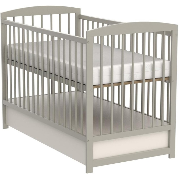 Дитяче ліжечко/спальне місце Love For Sleep 120x60 см з поролоновим матрацом сірого кольору, дитяче ліжко Jacob, дерев&39яне - Дитяче ліжко, Ліжечко-трансформер