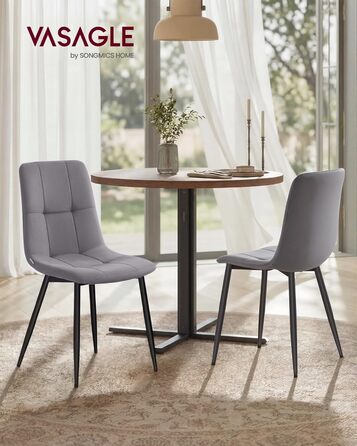 Обідні стільці VASAGLE з оксамитового оздоблення, кухонні стільці (витримують вагу до 120 кг), крісла з регульованими ніжками, сучасні, м&39які, для вітальні, комплект з 4 шт. , сірий сланцевий колір KDC080GN01 Комплект з 4 шт. , сірий сланцевий колір