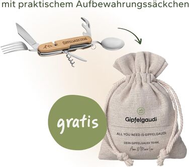 Універсальні столові прибори для кемпінгу Gipfelgaudi ідеально підходять для походів, пікніків тощо Столові прибори без пластику, виготовлені з нержавіючої сталі та дерева
