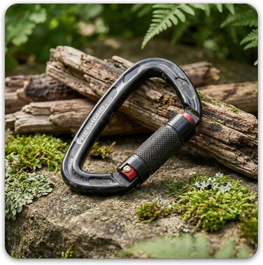 Карабін для альпінізму FresKaro 25kN, сертифікований CE, з поворотним замком, великий 10 см, швидкознімний та міцний, витримує максимум 2550 кг, підходить для альпінізму, спуску на веревках, повідків для собак, чорний та сірий, чорний - 2 шт.