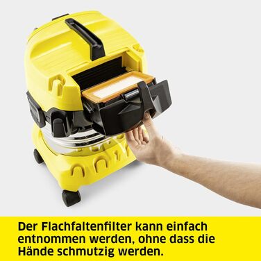 Пилосос для сухого та вологого прибирання Krcher WD 4 P S V-20/5/22, контейнер з нержавіючої сталі 20 л, 1000 Вт, кабель 5 м, всмо