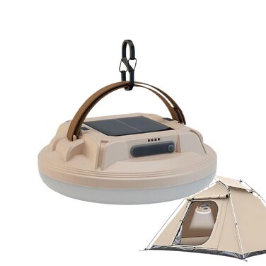 Сонячні кемпінгові ліхтарі Водонепроникні з 4 рівнями яскравості, портативні сонячні кемпінгові ліхтарі, для походів у приміщенні/на вулиці, риболовлі, нічної риболовлі, роботи, дому, саду, бежевого кольору