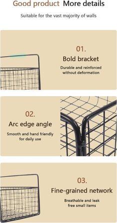 Настінний кошик для зберігання, 2 шт., чорні металеві дротяні кошики для зберігання, без свердління, встановлення, кошик для ванної кімнати, невеликі кошики для шаф, комори, шафок