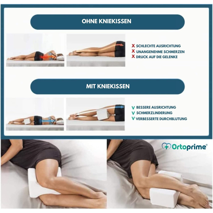 Ортопедична подушка для колін та ніг OrtoPrime - Подушка для колін для тих, хто спить на боці - Подушка для колін знімає тиск, зменшує напругу та виправляє поставу спини - Піна з ефектом пам&39яті