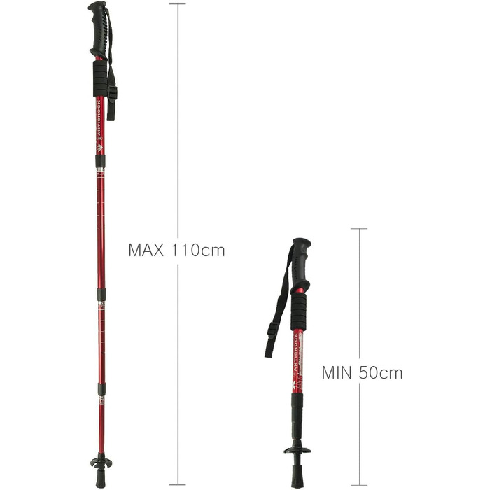Палиці для скандинавської ходьби MidGard, телескопічні, регульовані 50-110 см, червоні